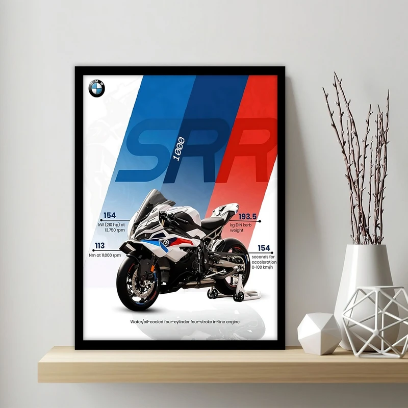 تابلو بکلیت طرح موتور BMW S1000RR مدل B-S10709 فریم مشکی