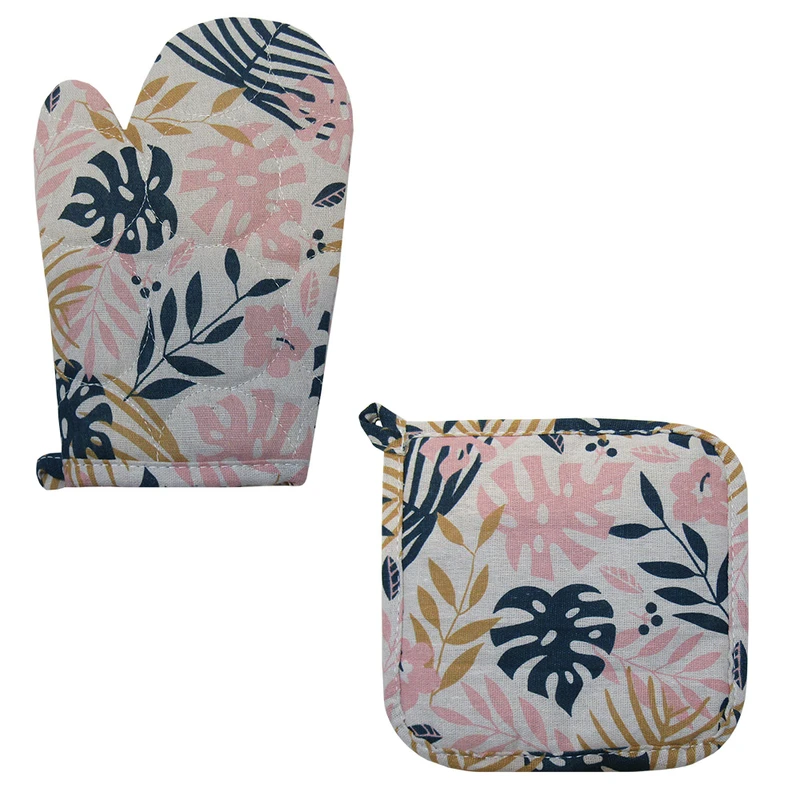 دستگیره و دستکش فر هوم اند لایف مدل سیلوانا طرح برگ کد 880001 بسته 2 عددی