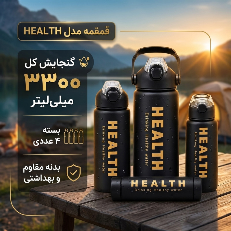 قمقمه ورزشی طرح HEALTH گنجایش 3.3 لیتر بسته 4 عددی 