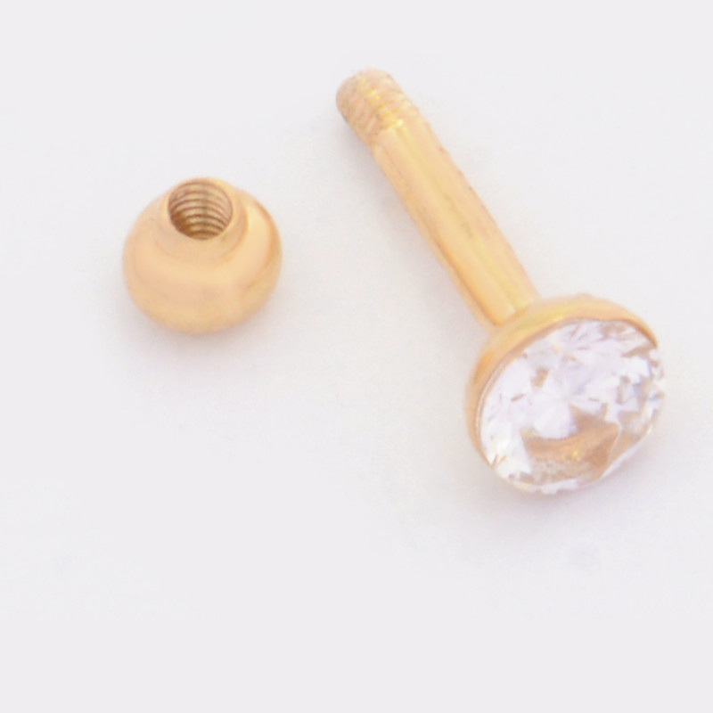 پیرسینگ طلا 18 عیار زنانه طلای مستجابی مدل تک نگین پیچی کد 16