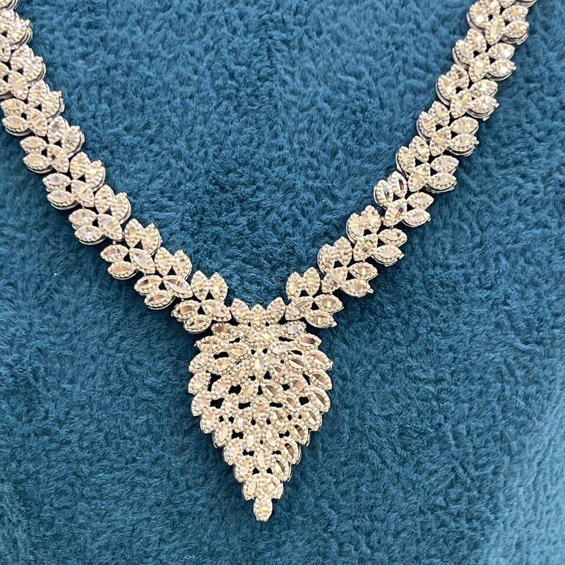 نیم ست نقره زنانه مدل تمام تراش زیتونی کد 443-54