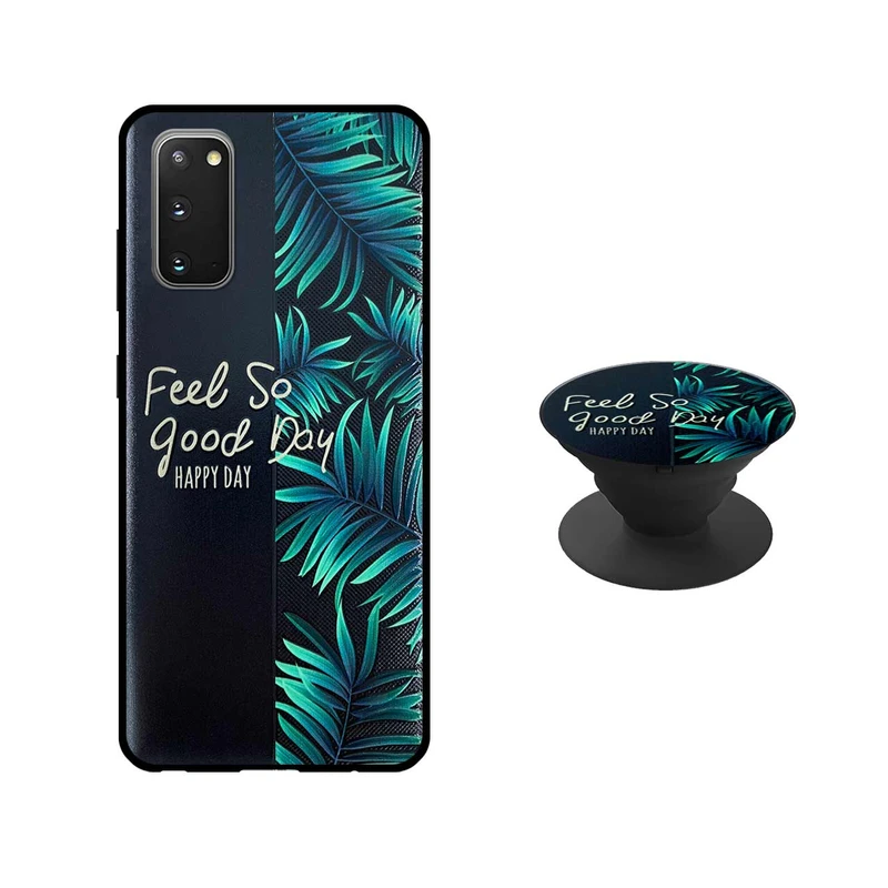 کاور دکین مدل Rikki طرح Leaf مناسب برای گوشی موبایل سامسونگ Galaxy S20 به همراه پایه نگهدارنده