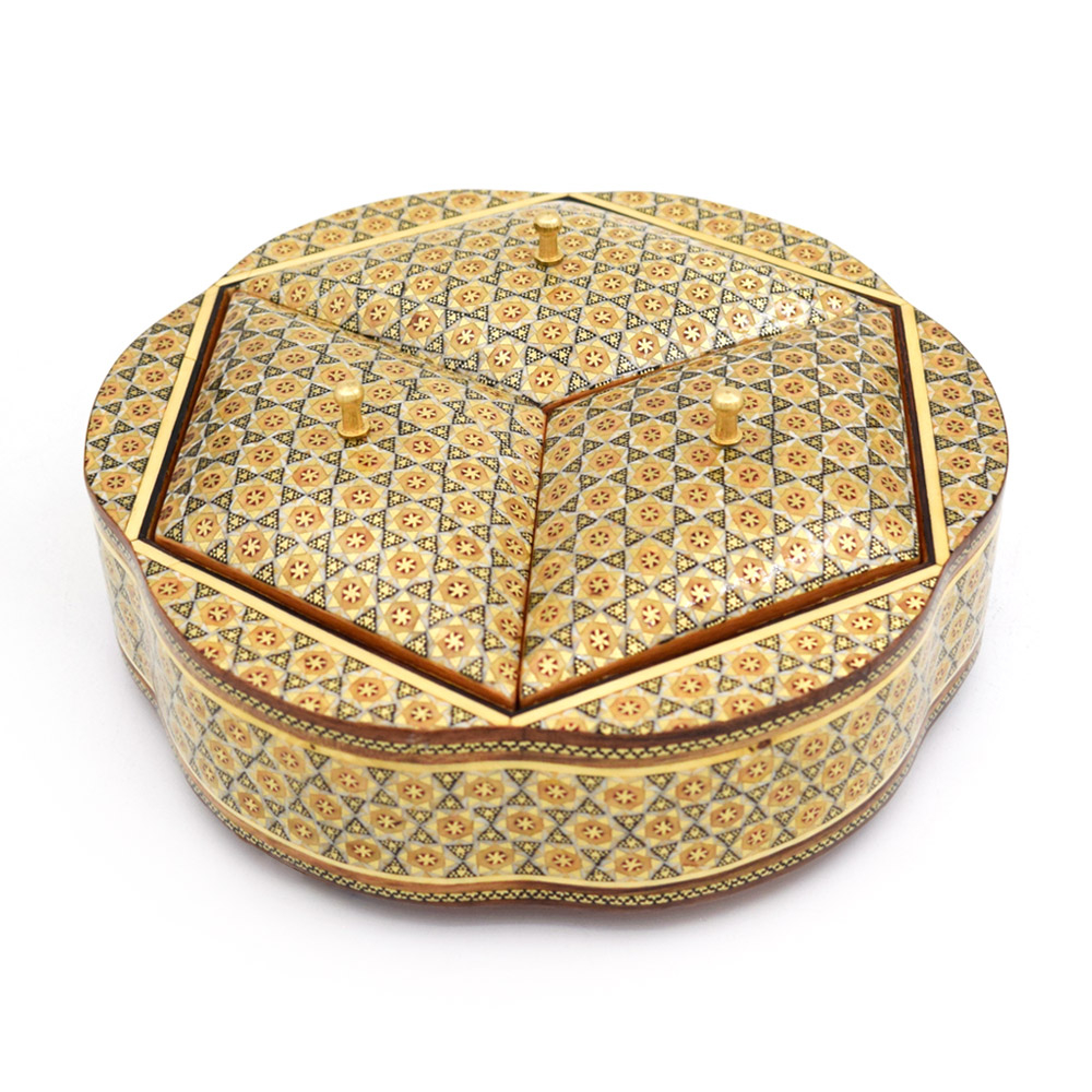 شکلات خوری خاتم کاری چوبی مدل سه درب کد 23