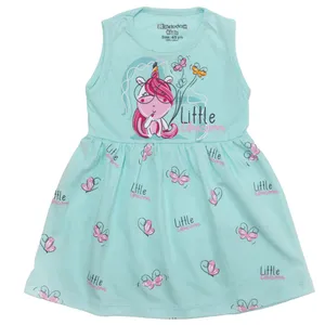 پیراهن دخترانه مدل تک شاخ رنگ آبی