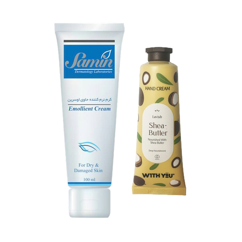 کرم نرم کننده ثمین مدل اوسرین حجم 100 میلی لیتر به همراه کرم مرطوب کننده ویت یو مدل Shea Butter حجم 50 میلی لیتر