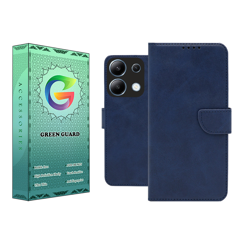 کیف کلاسوری گرین گارد مدل چرمی مگنتی کد Blue-B01 مناسب برای گوشی موبایل شیائومی Redmi Note 13 4G