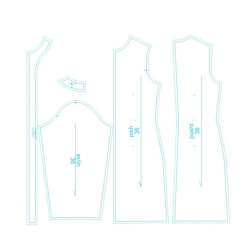 الگو خیاطی مانتو زنانه مدل WU02 متد تجاری سایز 36 تا 44 مجموعه 5 عددی