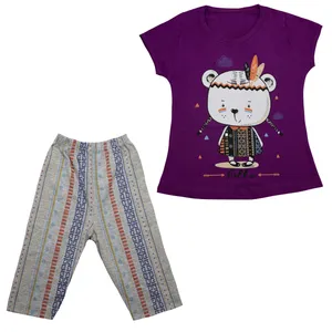 ست تی شرت و شلوارک دخترانه مدل خرس 