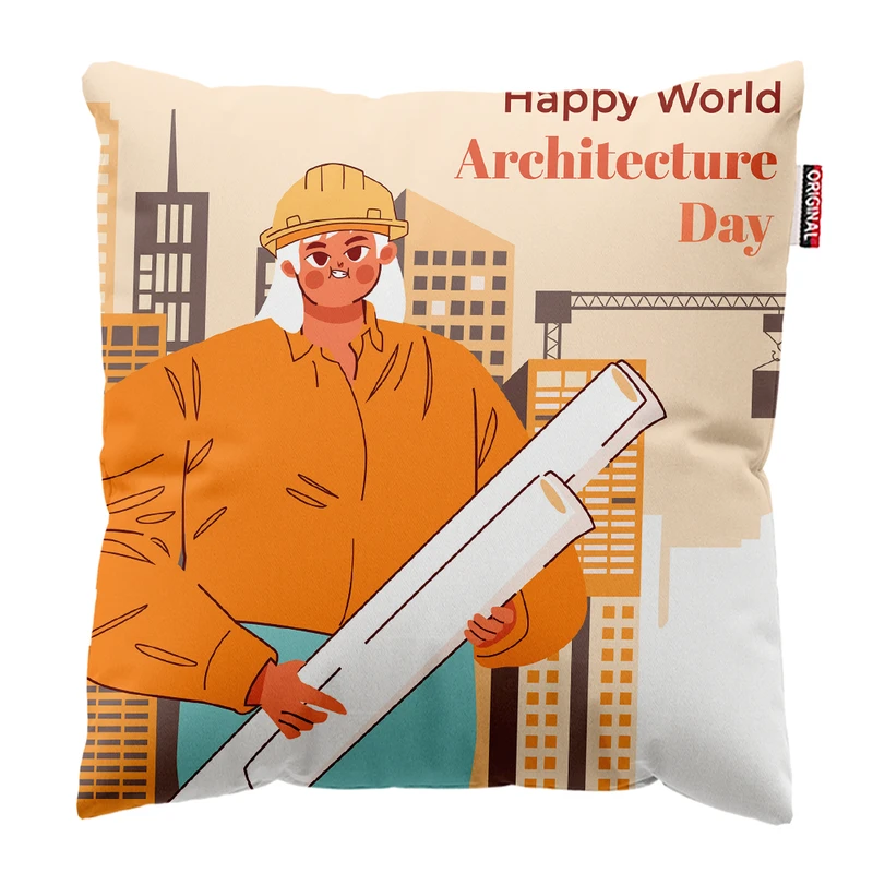 کوسن پاد آفرین مدل مهندس معمار آرشیتکت کد PK301698 سایز 30*30 سانتی متر