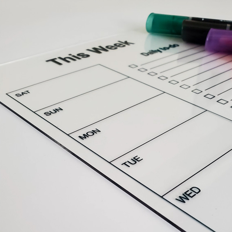 تخته وایت برد مدل پلنر هفتگی سایز 30x20 سانتی متر به همراه ماژیک