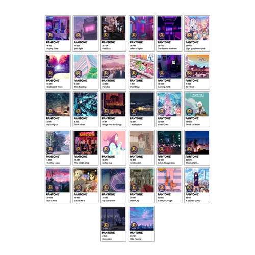 استیکر کالامیکس مدل انیمه پنتون طرح pantone anime aesthetic مجموعه 32 عددی