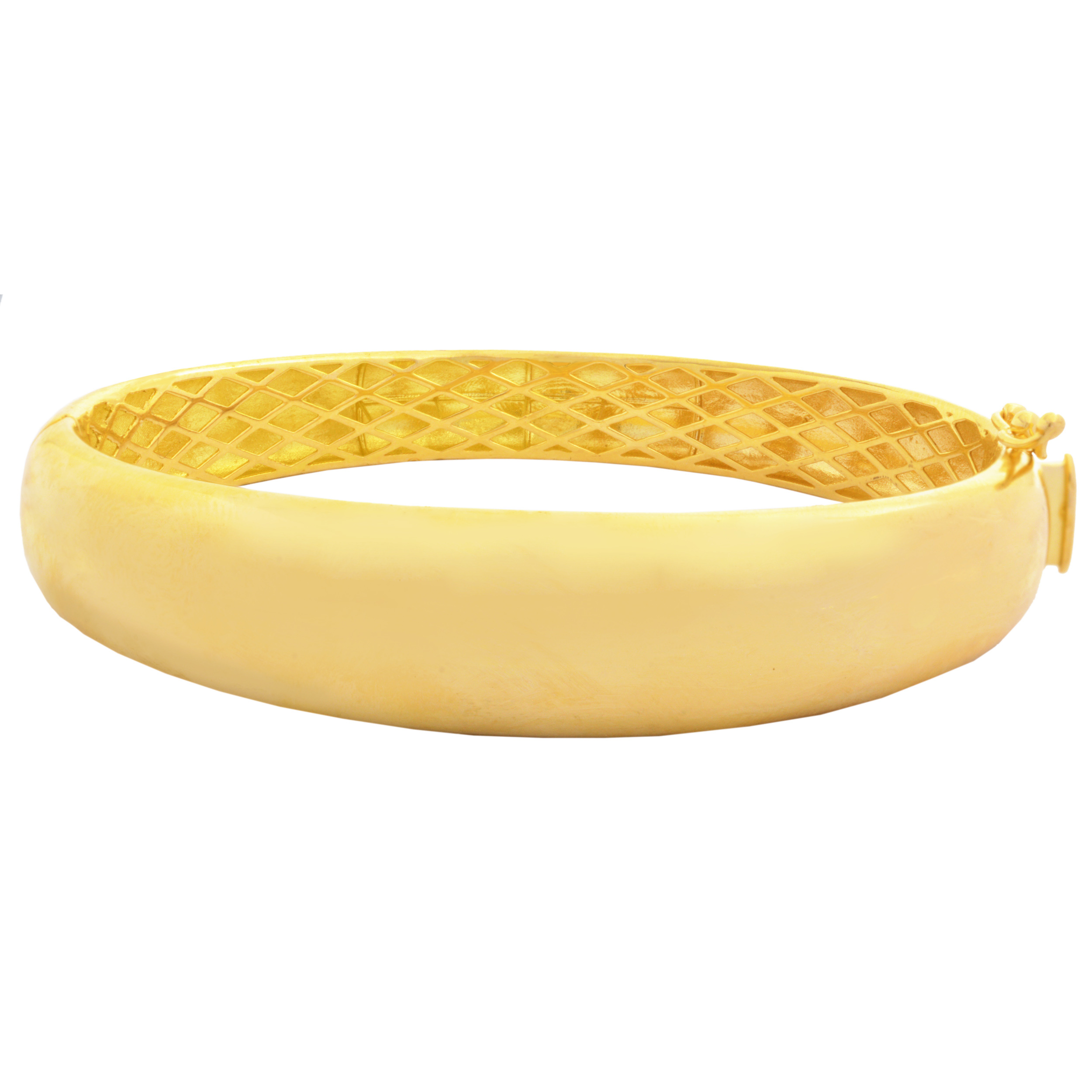 دستبند النگویی طلا 18 عیار زنانه طلای مستجابی مدل آینه ای کد 023
