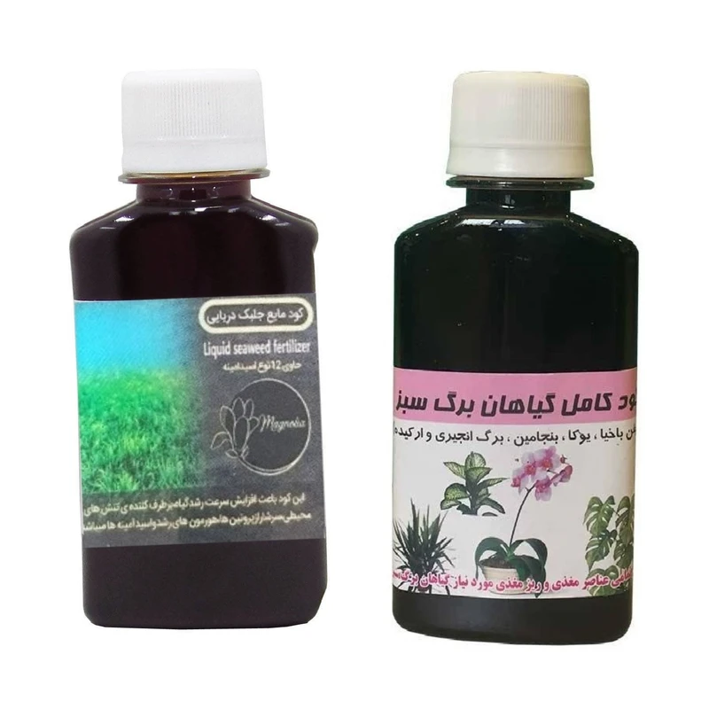 کود مایع جلبک دریایی و کود کامل گیاهان برگ سبز مدل raw material حجم 120 میلی لیتر بسته 2 عددی