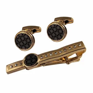 ست دکمه سردست و گیره کراوات مردانه مدل 555