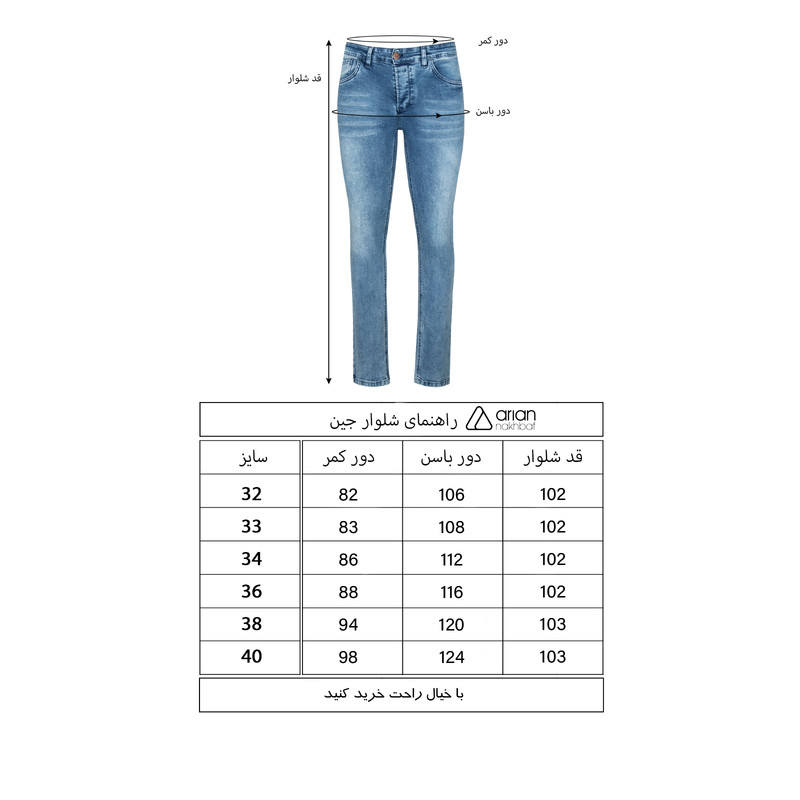شلوار جین مردانه آریان نخ باف مدل 7112