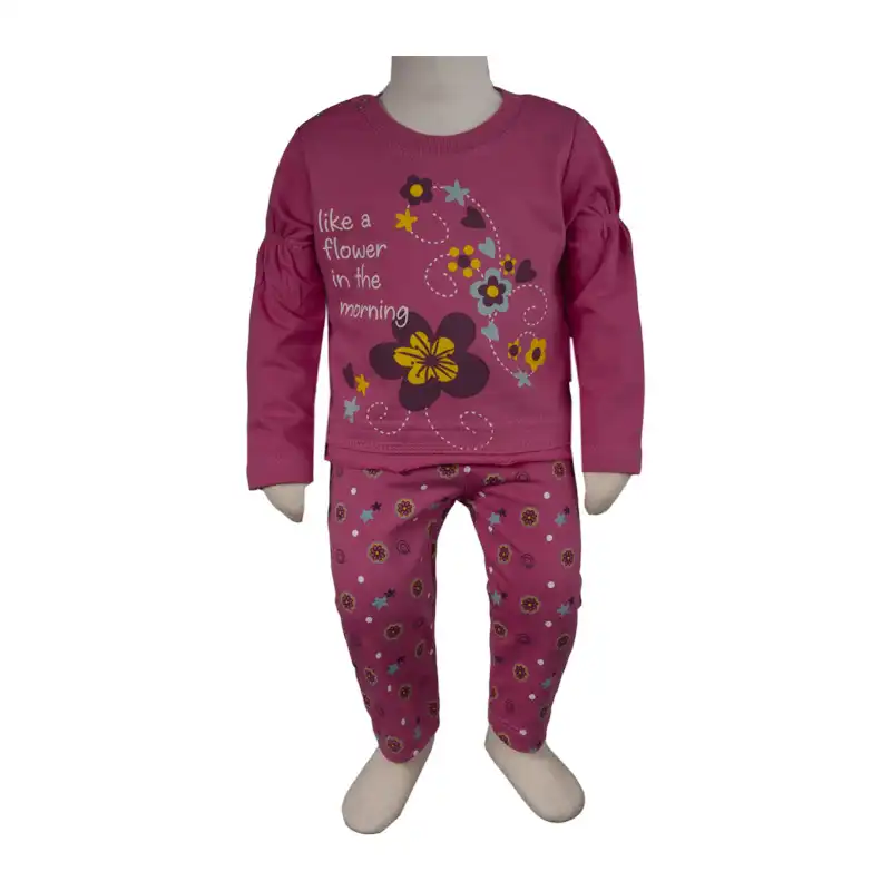 ست بلوز و شلوار نوزادی آدمک کد 119232 رنگ سرخابی