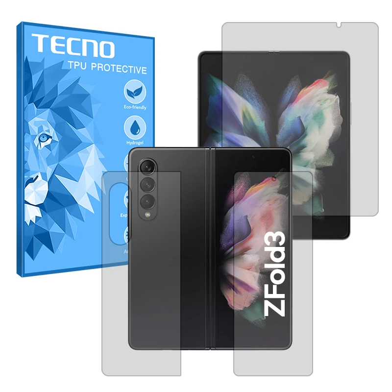 محافظ صفحه نمایش شفاف تکنو مدل Resistant مناسب برای گوشی موبایل سامسونگ Galaxy Z Fold 3 به همراه محافظ پشت گوشی