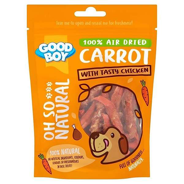 غذای تشویقی سگ گودبوی مدل natural carrot with tasty chiken وزن 85 گرم