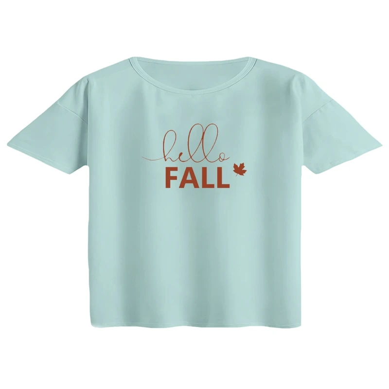 کراپ تی‌شرت آستین کوتاه زنانه مدل پاییز کد 9