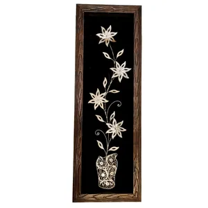 تابلو ملیله کاری طرح گل نقره کد F-60