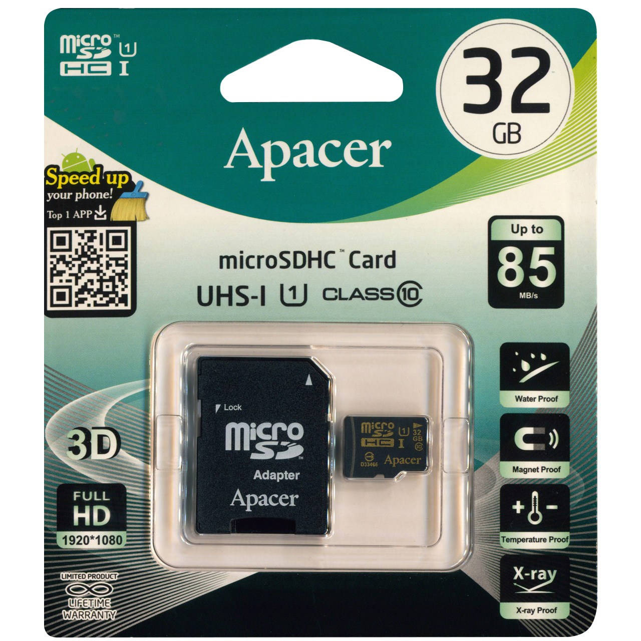 کارت حافظه microSDHC اپیسر کلاس 10 استاندارد UHS-I U1 سرعت 85MBps همراه با آداپتور SD ظرفیت 32 گیگابایت