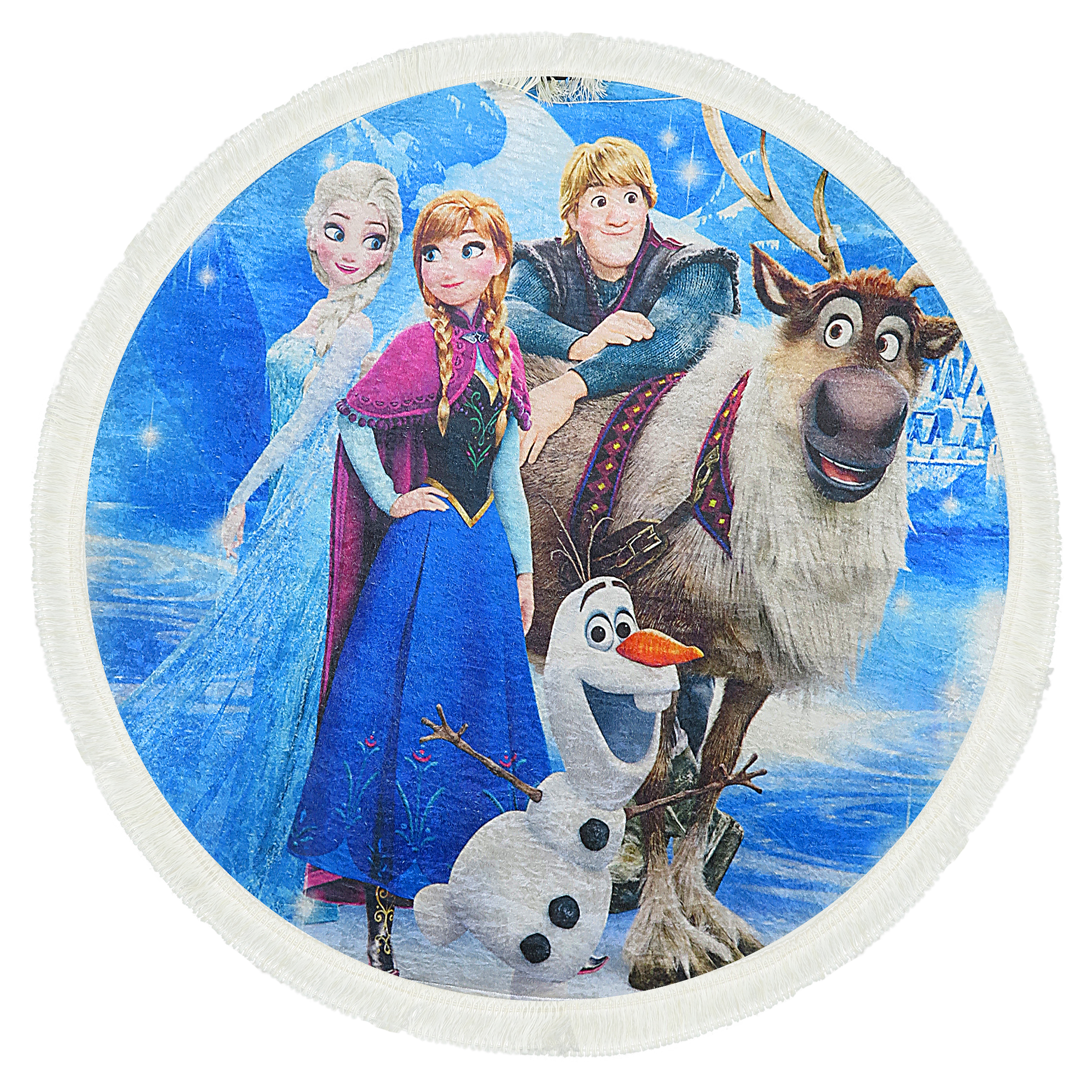 فرش ماشینی مدل اتاق کودک ترمزدار گرد طرح frozen