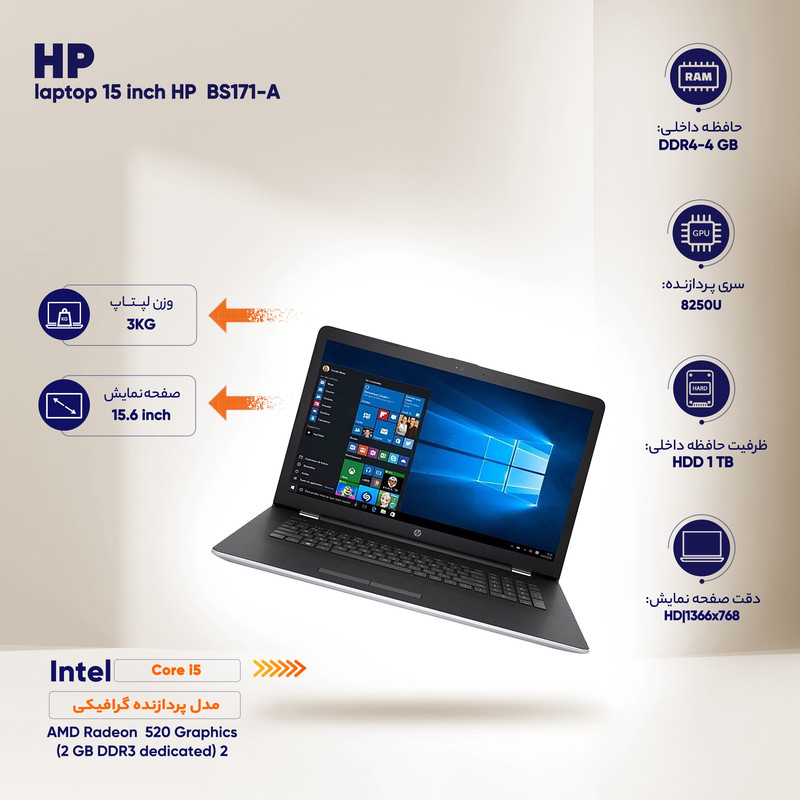 لپ تاپ 15 اینچی اچ پی مدل BS171-A
