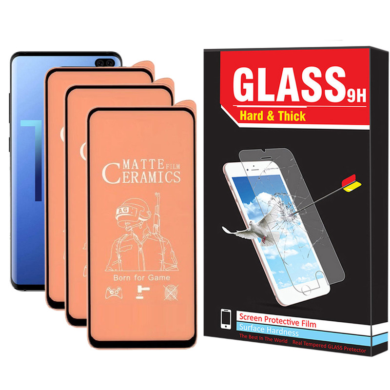 محافظ صفحه نمایش سرامیکی مات هارد اند تیک مدل CER-01 مناسب برای گوشی موبایل سامسونگ Galaxy S10 Plus بسته سه عددی