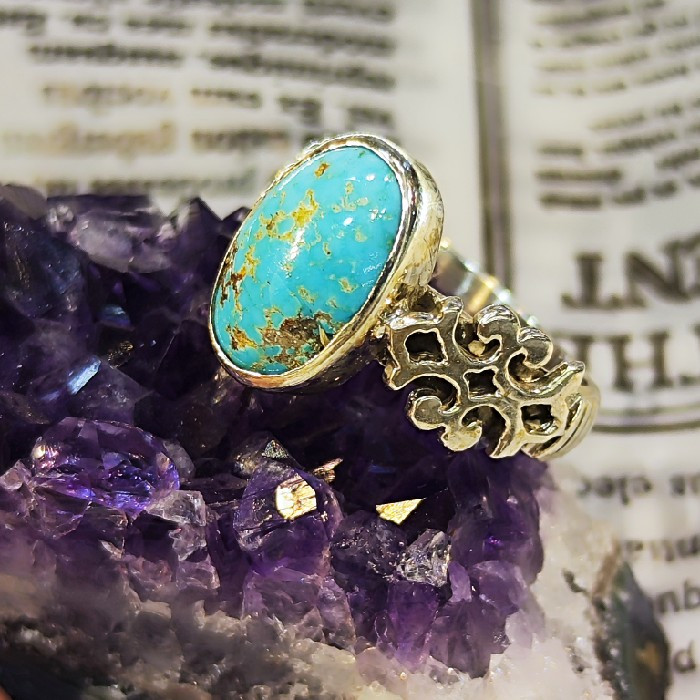 انگشتر نقره مردانه مدل سنگ فیروزه نیشابور رکاب دست ساز کد ۳۴۹۰۰