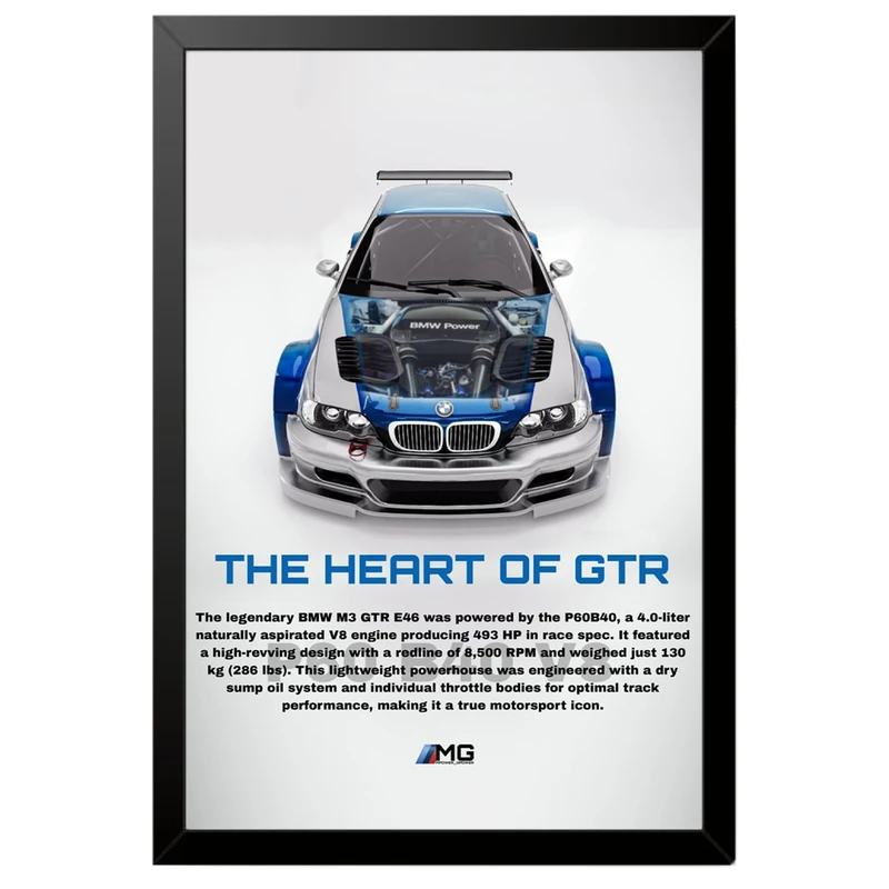 تابلو بکلیت طرح ماشین و خودرو بی ام و BMW M3 GTR NEED FOR SPEED MOST WANTED مدل B-po1891 فریم مشکی