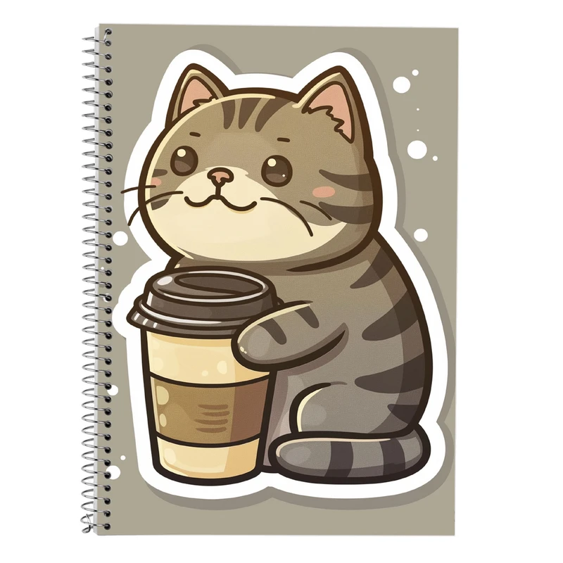 دفتر زبان 50 برگ مدوپد مدل سه خط طرح گربه کد DF14749