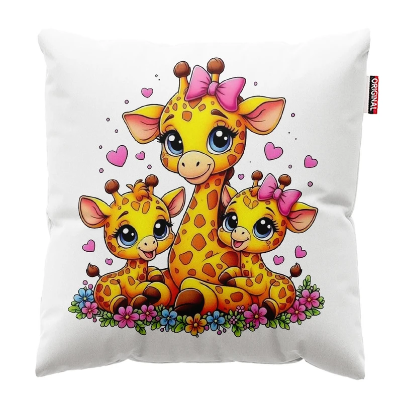 کوسن پاد آفرین طرح کارتونی بچگانه زرافه بامزه کد 2281 سایز 30*30 سانتی متر