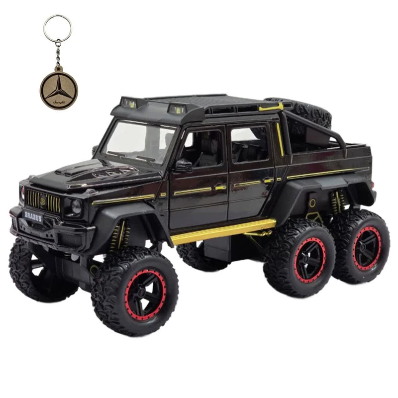ماکت ماشین ناب سل مدل بنز باراباس 6 چرخ آفرود فلزی فنردار MERCEDES BENZ BARABASS 6x6 به همراه جاسوییچی