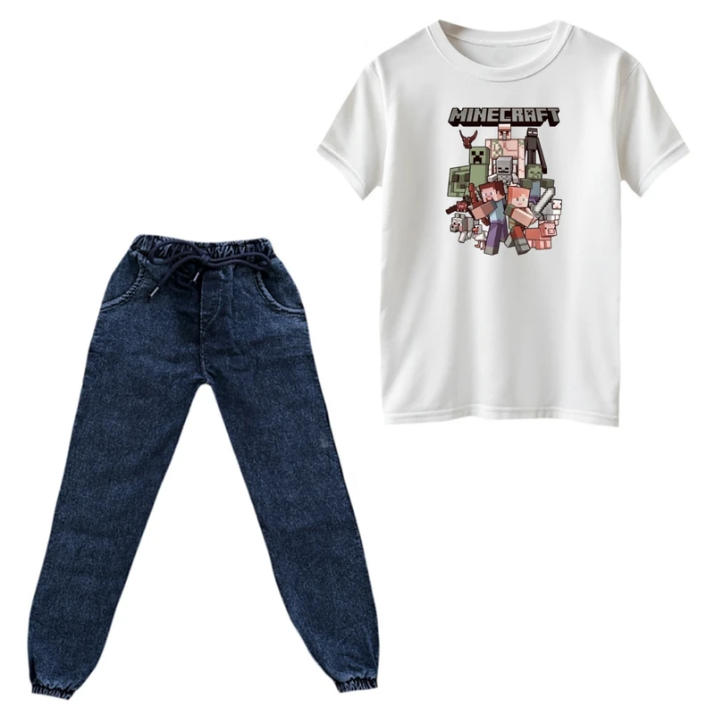 ست تی‌شرت و شلوار پسرانه مدل ماینکرفت کد 14