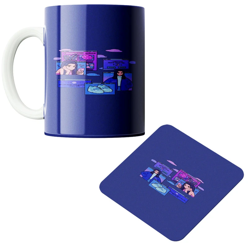 ماگ پادآفرین مدل تابلو کد 461 به همراه زیر لیوانی 