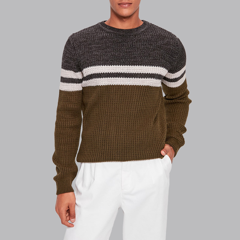 پلیور یقه گرد مردانه مدل 30567009 طرح ترندیول