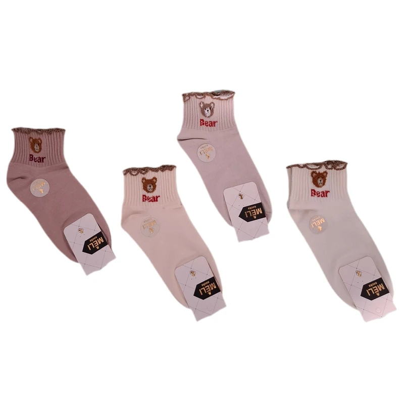 جوراب زنانه مدل خرسی بسته 4 عددی