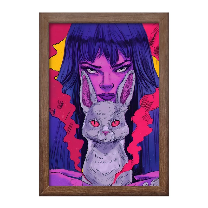 تابلو خندالو طرح دختر و خرگوش کد F5178