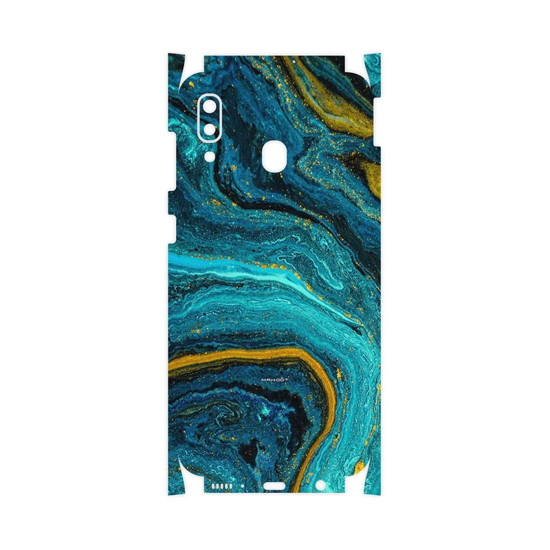 برچسب پوششی ماهوت مدل Turquoise marblewith golden streaks-FullSkin مناسب برای گوشی موبایل سامسونگ Galaxy M10s