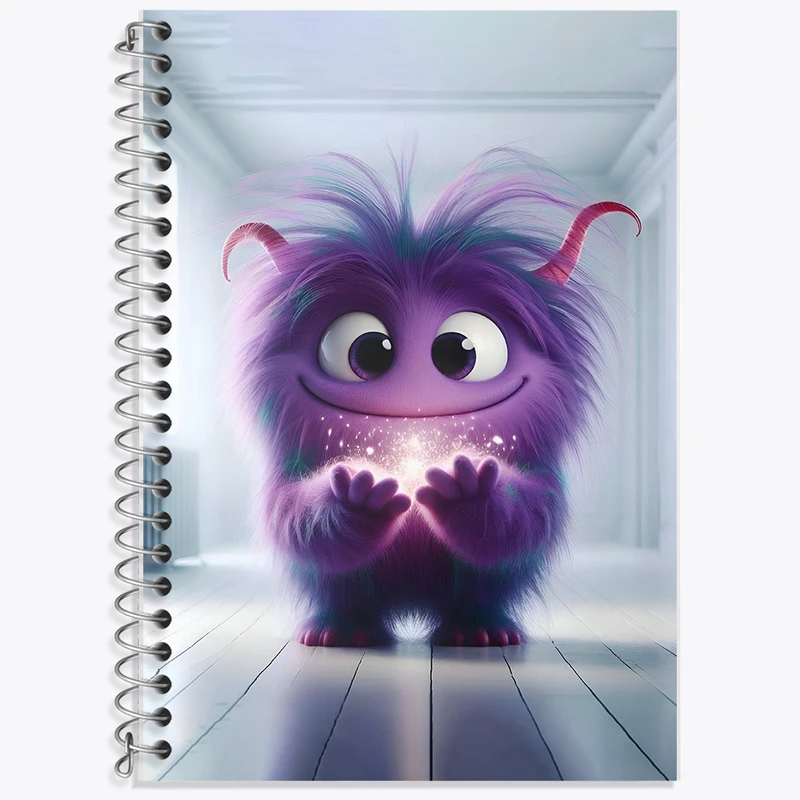 دفتر زبان 50 برگ خندالو مدل سه خط طرح هیولای کیوت کد F6419