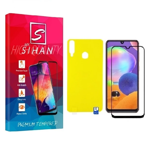 محافظ صفحه نمایش مای سیحان مدل FUL مناسب برای گوشی موبایل سامسونگ Galaxy A20s به همراه محافظ پشت گوشی 