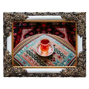 تابلو فرش ماشینی مدل ایرانی چای و چایخانه 02