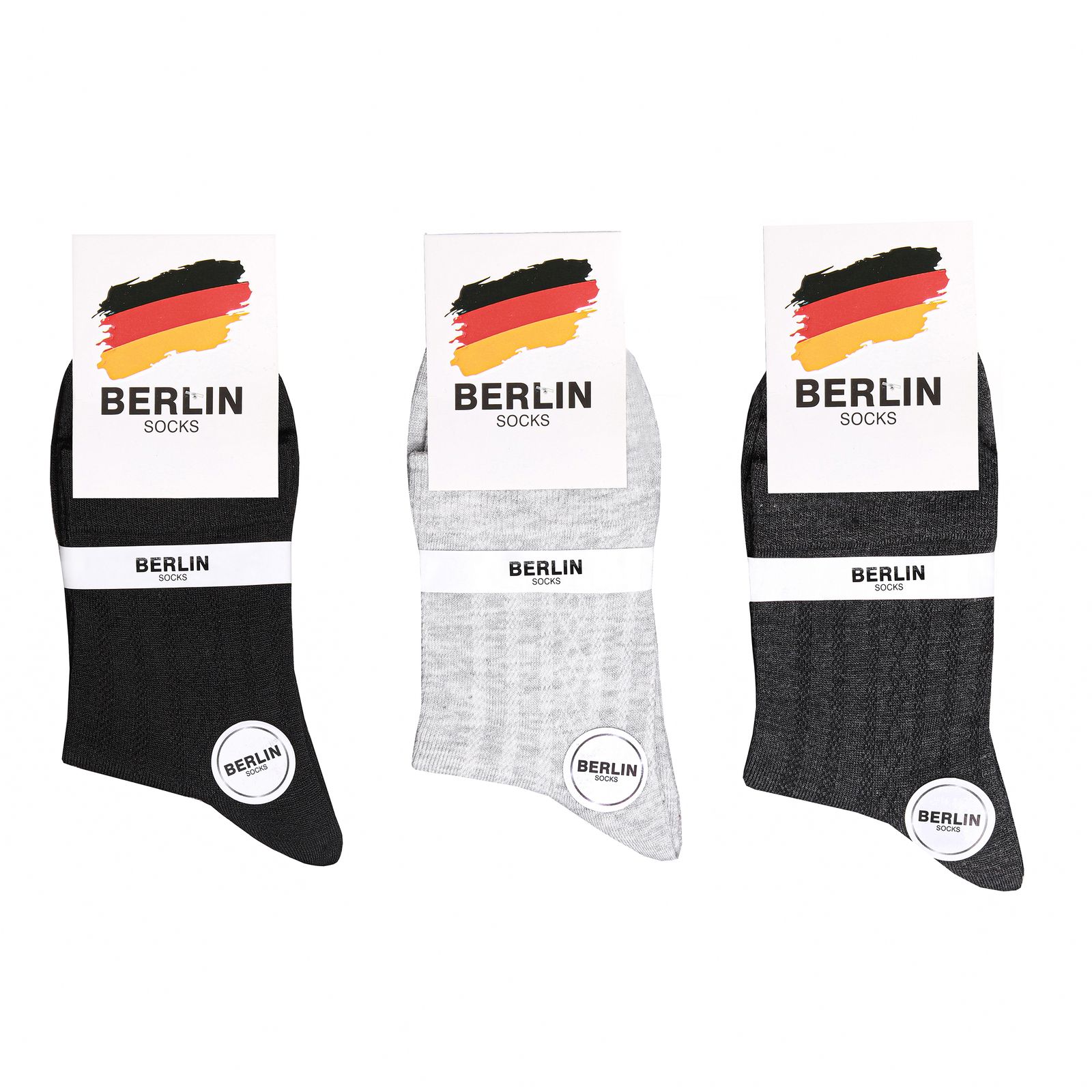 جوراب مردانه مدل برلین 007 مجموعه 3 عددی