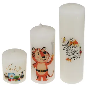 شمع میلاد مدل استوانه ای سال نو طرح ببر مجموعه 3 عددی