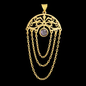 آویز گردنبند طلا 18 عیار زنانه طلای مستجابی مدل آیرین کد 6763