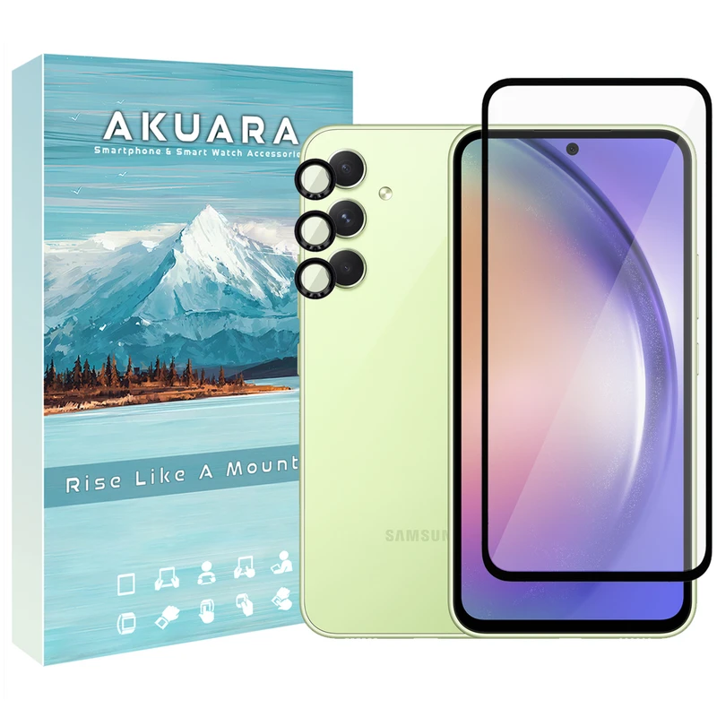 محافظ صفحه نمایش آکوآرا مدل Full-ring مناسب برای گوشی موبایل سامسونگ Galaxy A54 5G به همراه محافظ لنز دوربین