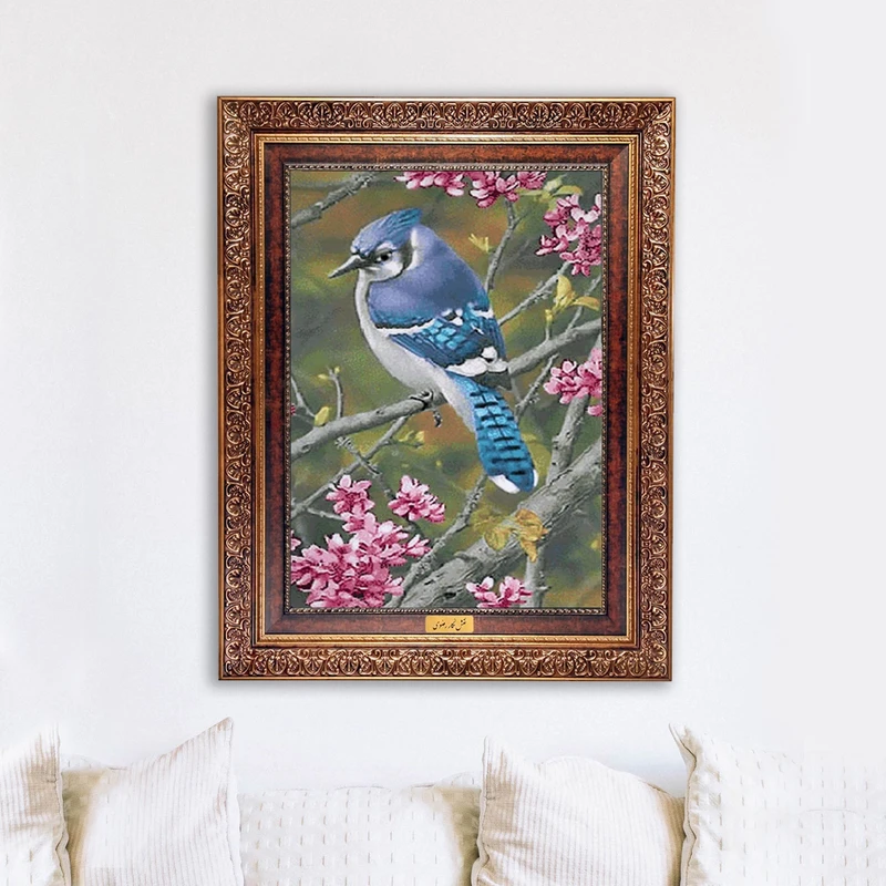 تابلو فرش ماشینی نقش نگار رضوی طرح پرنده کد 1083C