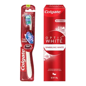 خمیر دندان کلگیت سری optic white مدل sparkling white وزن 100 گرم به همراه مسواک کلگیت سری Optic White با برس متوسط