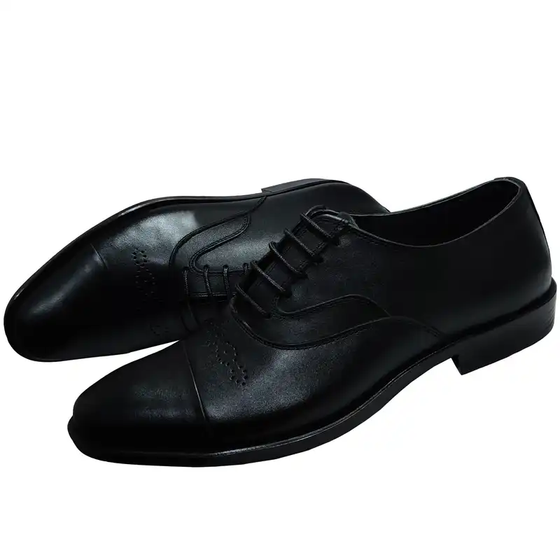 کفش طبی مردانه چرم تبریز مدل لاکچری رنگ مشکی