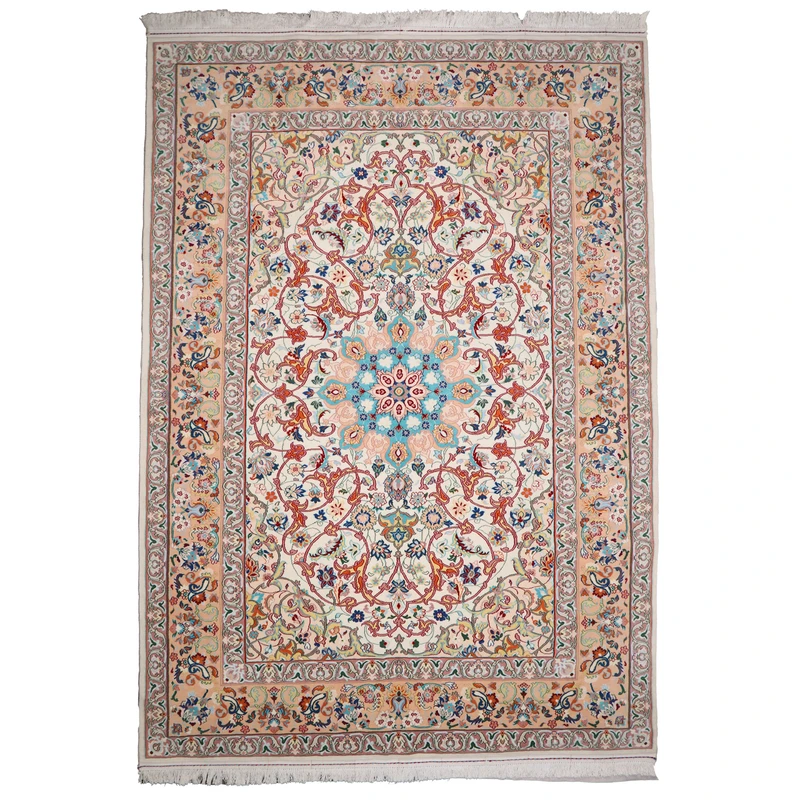 فرش دستباف شش متری مدل لچک ترنج اصفهان کد 40410300